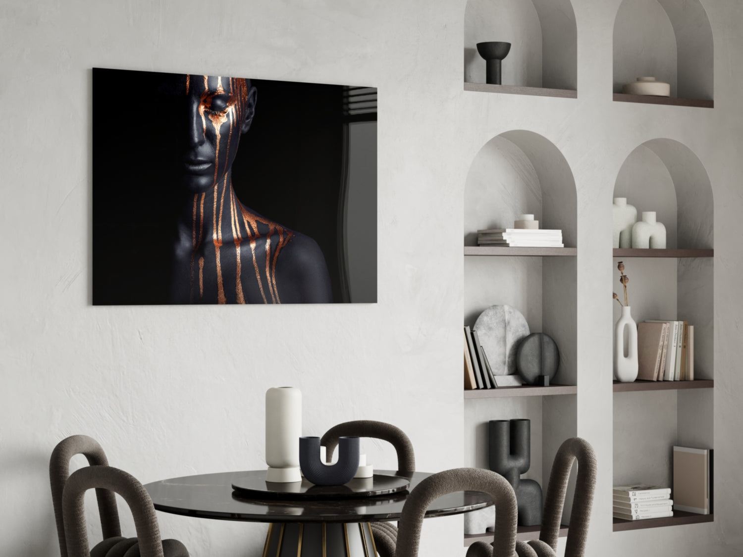 Bronze Drip Bare Shoulder Glass Wall Art