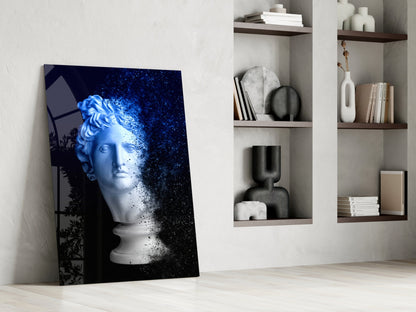 Blue Dispersion Apollo Head Glass Wall Art