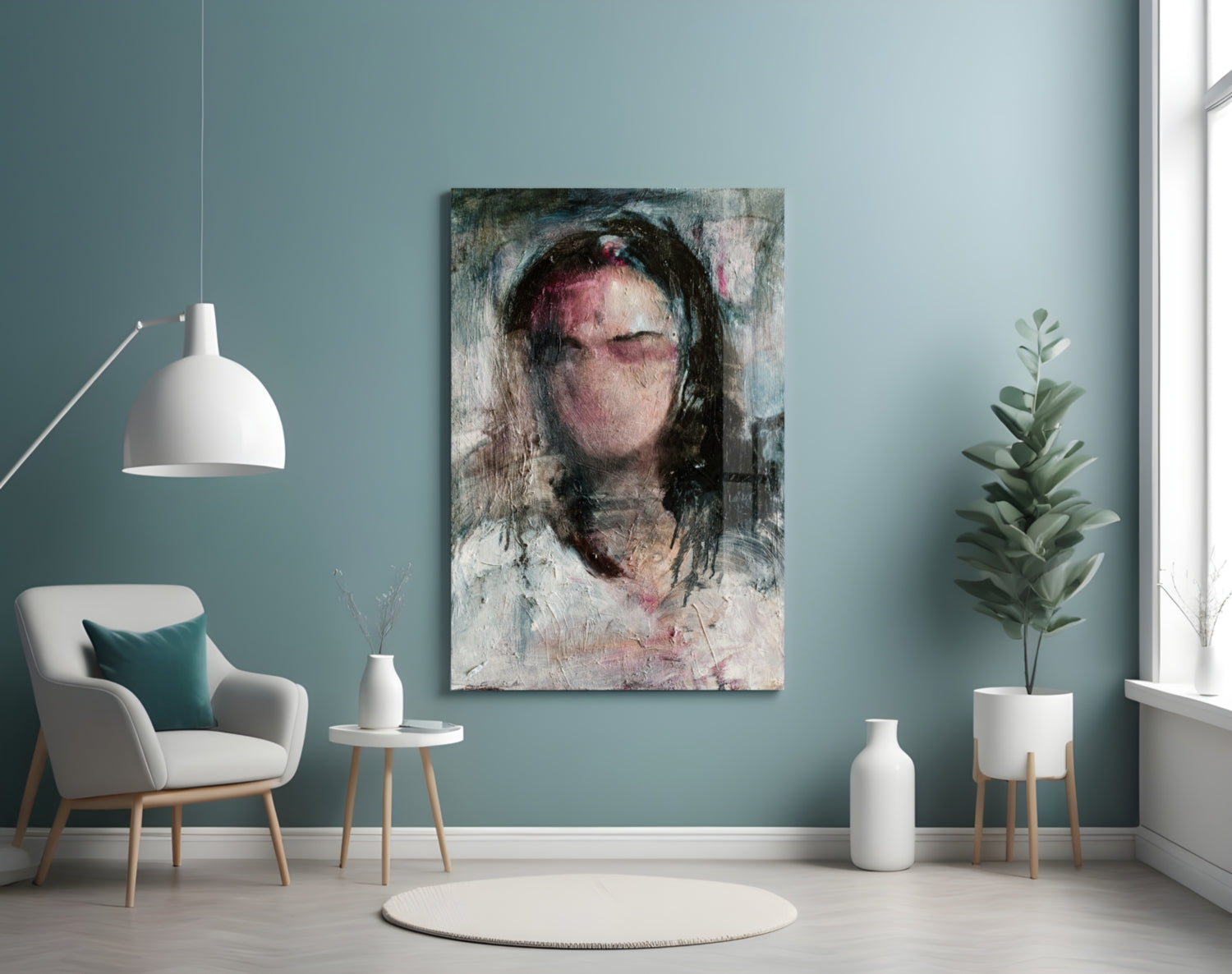 Ghostly Muted Portrait Glass Wall Art