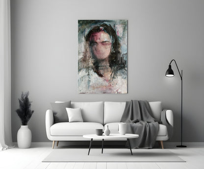 Ghostly Muted Portrait Glass Wall Art