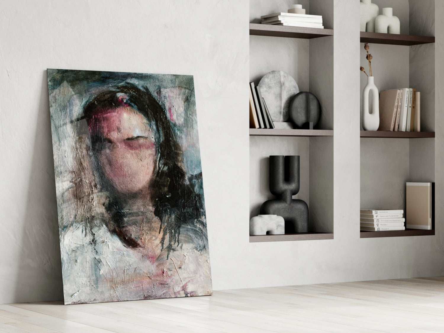 Ghostly Muted Portrait Glass Wall Art