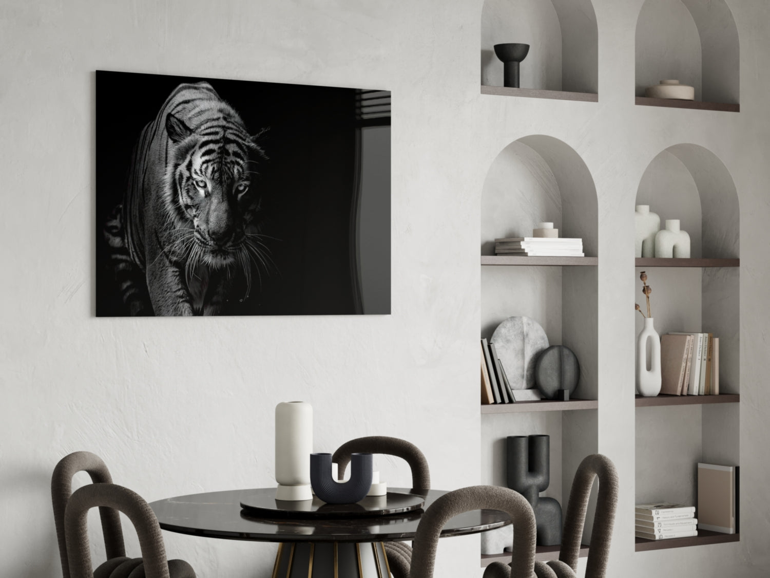Tiger Emerging From Shadow Glass Wall Art
