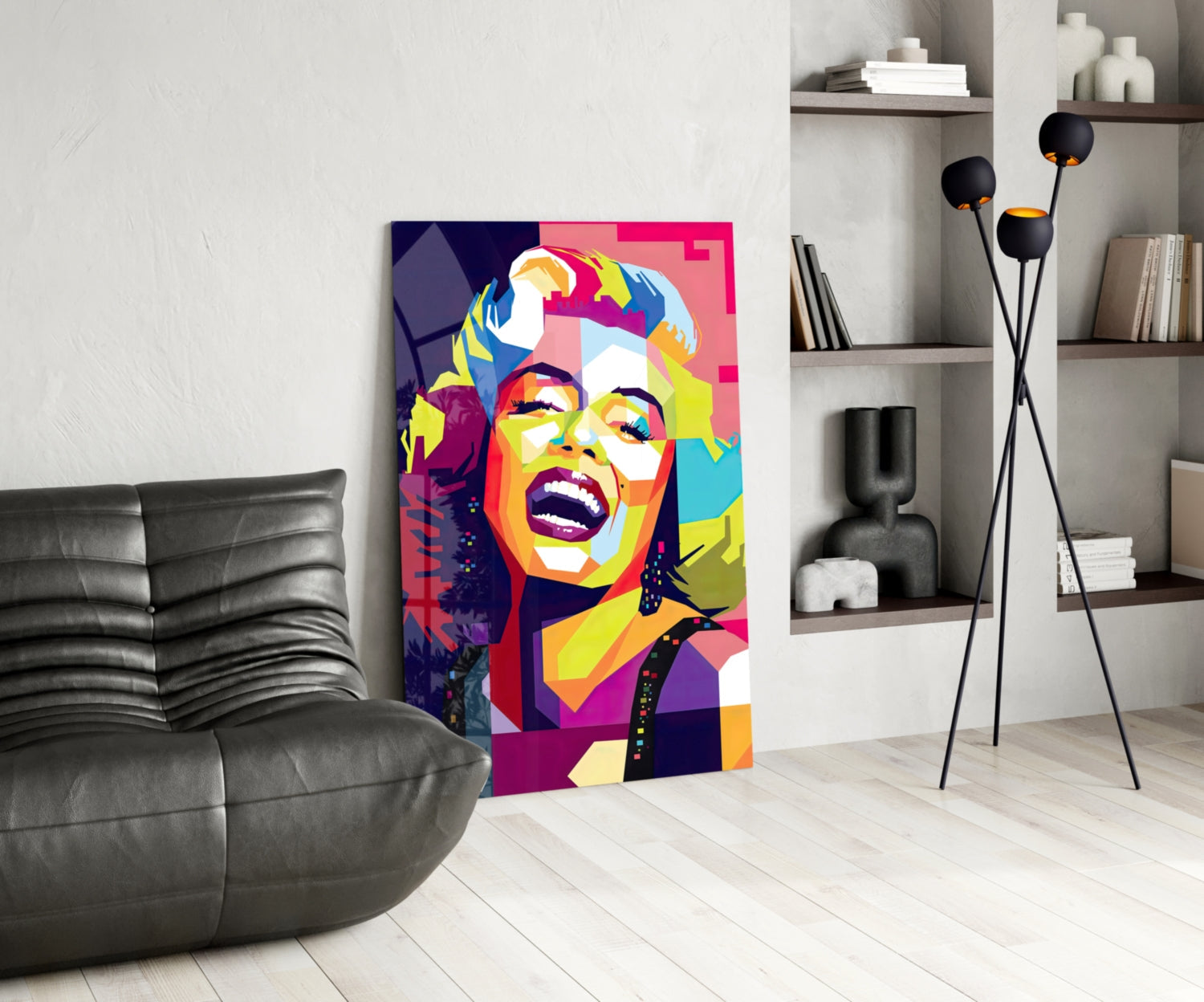 Geometric Laughing Blonde Glass Wall Art