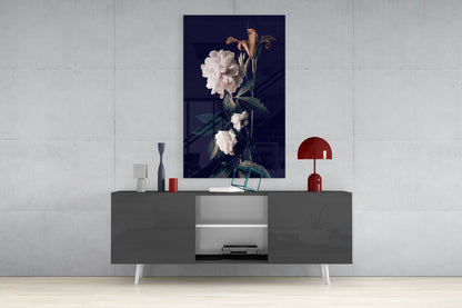 White Rose Glass Wall Art