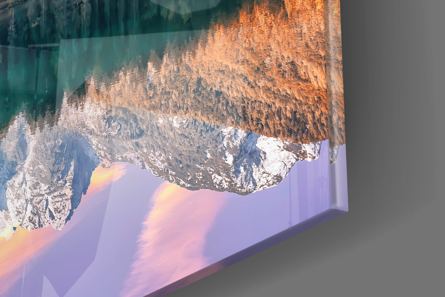 Purple Sky Alpine Lake Glass Wall Art