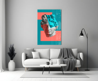 Coral Teal Split Apollo Glass Wall Art