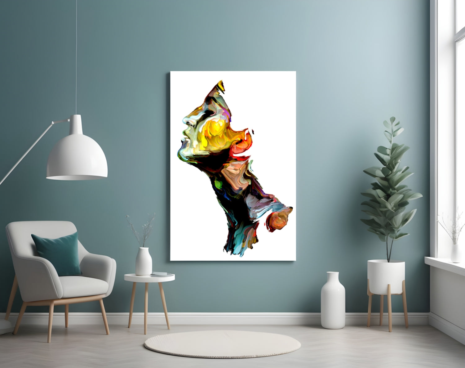 Bright Paint Profile On White Glass Wall Art