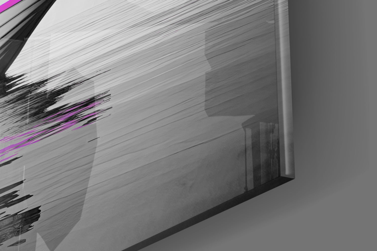 Hippo in Magenta Boat on Misty Lake Glass Wall Art