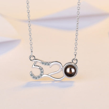 100 languages of love necklace Projection Pendant Necklace For Women Crystal Jewelry