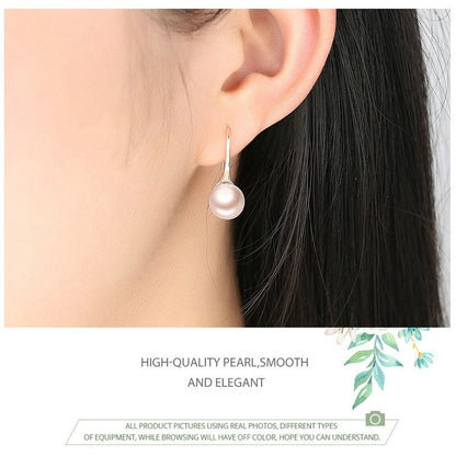 nowadaysfashion Sterling Silver Elegant Round Pure Love Pearl Drop Earrings