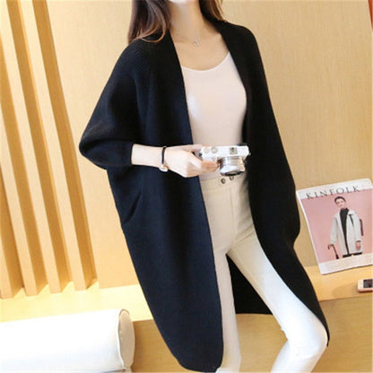 2021 Long Cardigan Women Sweater Autumn Winter Bat Sleeve Knitted Sweater