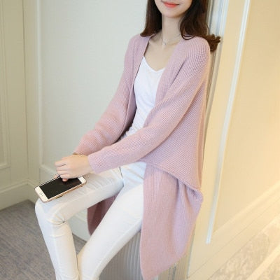 2021 Long Cardigan Women Sweater Autumn Winter Bat Sleeve Knitted Sweater
