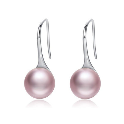 nowadaysfashion Sterling Silver Elegant Round Pure Love Pearl Drop Earrings