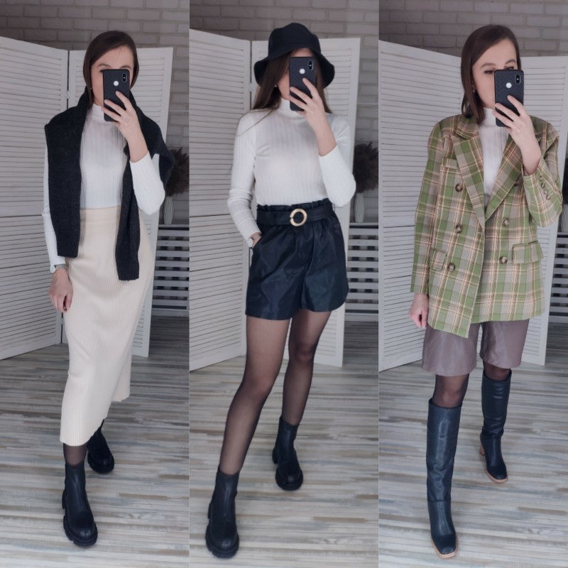 Pullover Ribbed Knitted Sweater Autumn Winter Clothes Women 2021 High Neck Long Sleeve