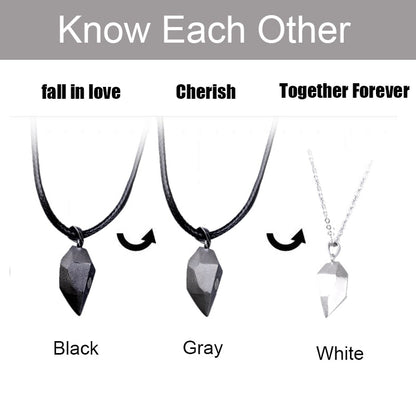 2pcs matching necklaces for couples Magnetic Lovers Heart necklaces Suction Wishing Stone