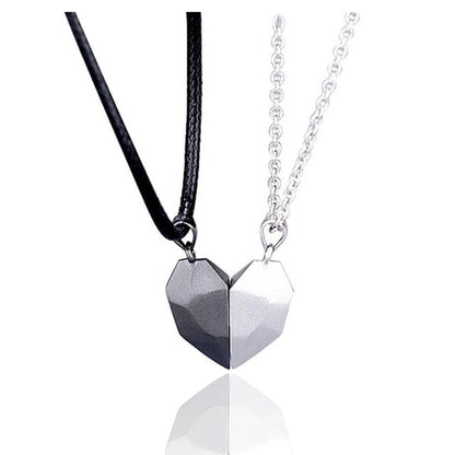 2pcs matching necklaces for couples Magnetic Lovers Heart necklaces Suction Wishing Stone