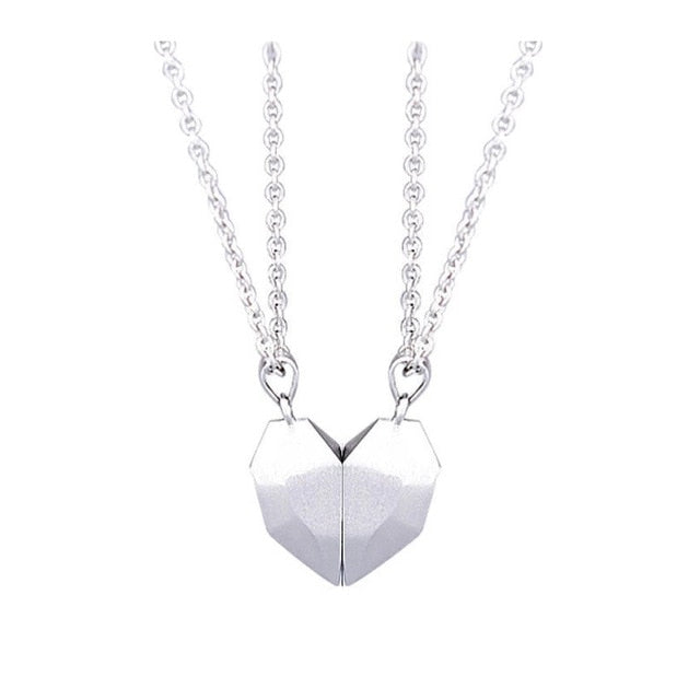 2pcs matching necklaces for couples Magnetic Lovers Heart necklaces Suction Wishing Stone
