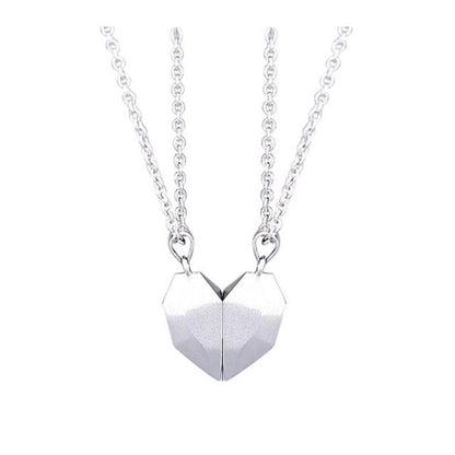 2pcs matching necklaces for couples Magnetic Lovers Heart necklaces Suction Wishing Stone