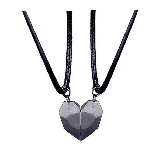 2pcs matching necklaces for couples Magnetic Lovers Heart necklaces Suction Wishing Stone