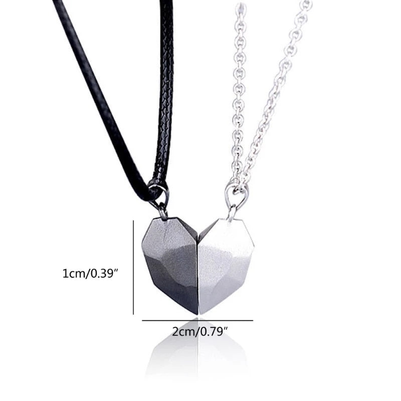 2pcs matching necklaces for couples Magnetic Lovers Heart necklaces Suction Wishing Stone