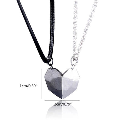 2pcs matching necklaces for couples Magnetic Lovers Heart necklaces Suction Wishing Stone