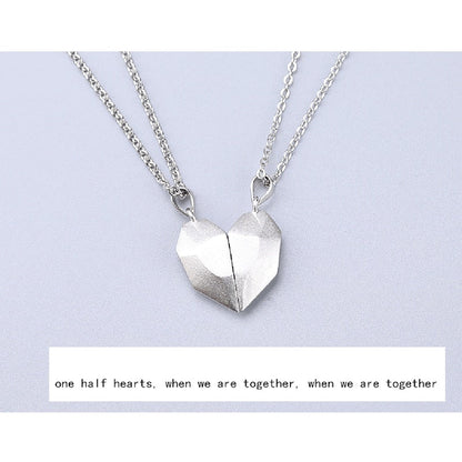 2pcs matching necklaces for couples Magnetic Lovers Heart necklaces Suction Wishing Stone