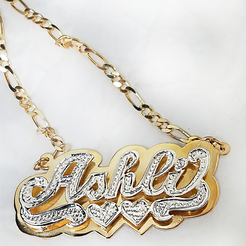 nowadaysfashion Double plate name chokers Silver name chokers Personalized Curb chain name chokers Name plate necklace