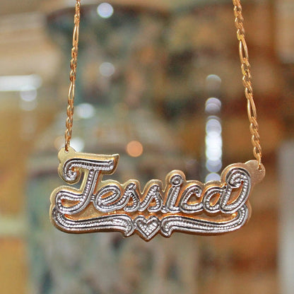 nowadaysfashion Double plate name chokers Silver name chokers Personalized Curb chain name chokers Name plate necklace