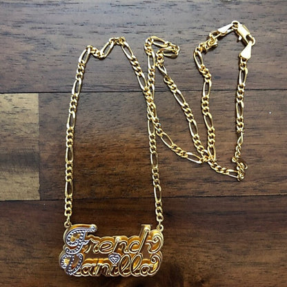 nowadaysfashion Custom Name Necklace Personalized Women Double Plated Gothic Nameplate Custom Gold Choker Necklace