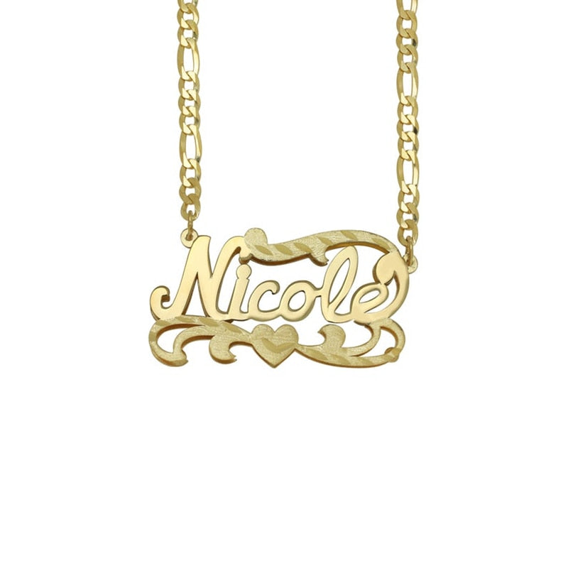 nowadaysfashion Custom Name Necklace Women Double Plated Gothic Nameplate Personalized Customized