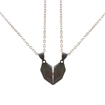 2pcs matching necklaces for couples Magnetic Lovers Heart necklaces Suction Wishing Stone