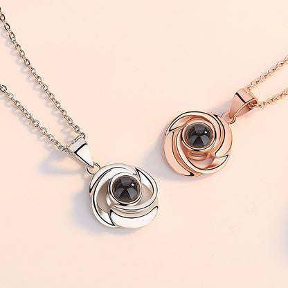 Rose Flower Photo Projection Necklace
