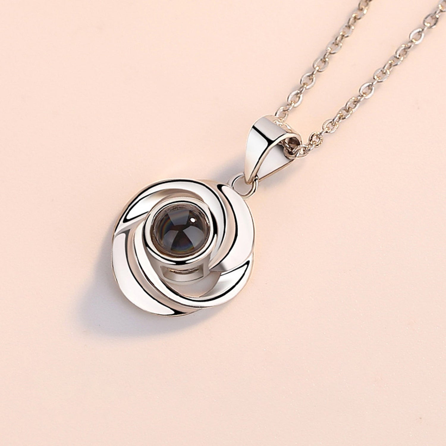 Rose Flower Photo Projection Necklace