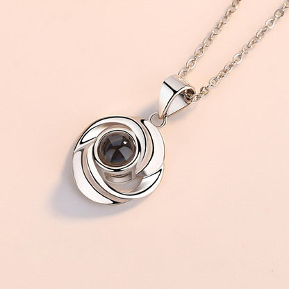 Rose Flower Photo Projection Necklace