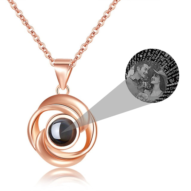Rose Flower Photo Projection Necklace