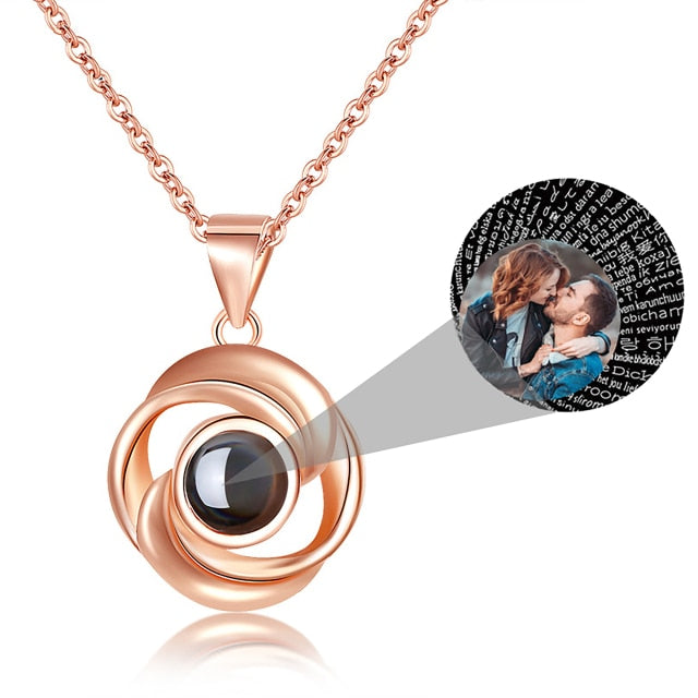 Rose Flower Photo Projection Necklace