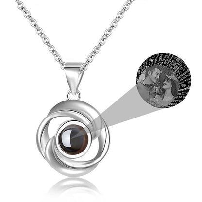Rose Flower Photo Projection Necklace