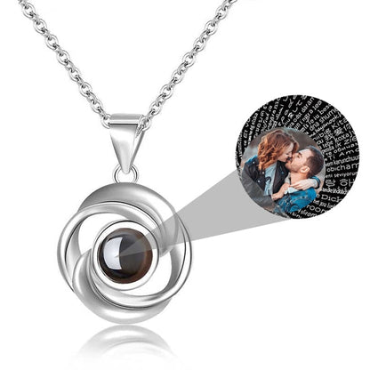 Rose Flower Photo Projection Necklace