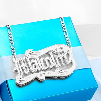 nowadaysfashion Customized Name Necklace Double 18K Gold plated Nameplate 3D Necklace Personalized Choker