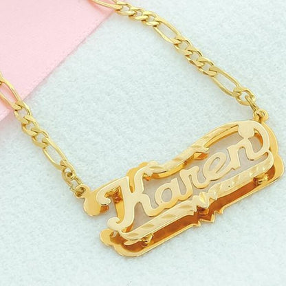 nowadaysfashion Name Necklace Double Name Plate Custom Nameplate Necklace