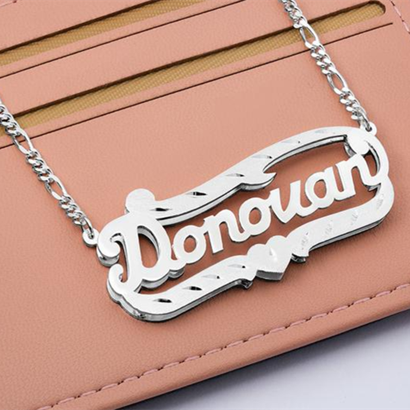 nowadaysfashion Name Necklace Double Name Plate Custom Nameplate Necklace