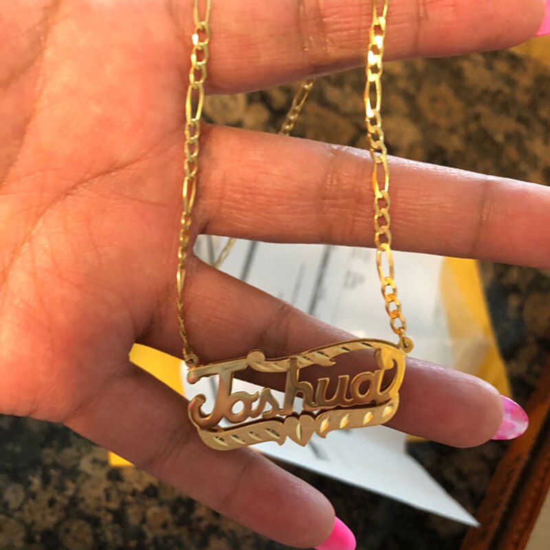 nowadaysfashion Name Necklace Double Name Plate Custom Nameplate Necklace