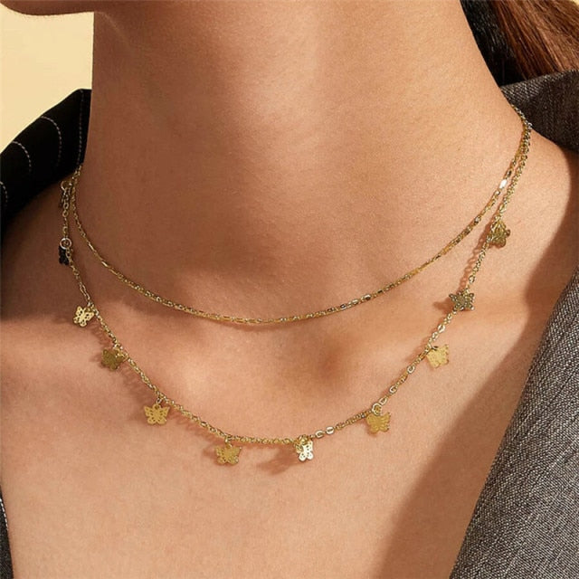 29 stylish Gold necklace on neck Gold chain Women&