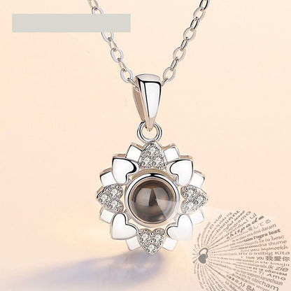 100 languages of love necklace Heart Pendant Wedding Romantic Memory Projection Necklace