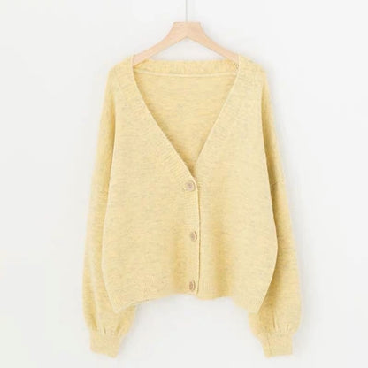 lantern sleeve cardigan Winter Solid Cashmere Casual Fashion Winter Knit sweaters