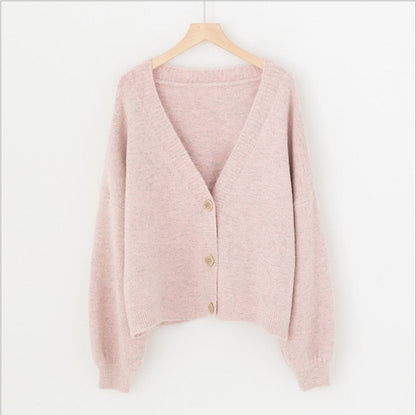 lantern sleeve cardigan Winter Solid Cashmere Casual Fashion Winter Knit sweaters