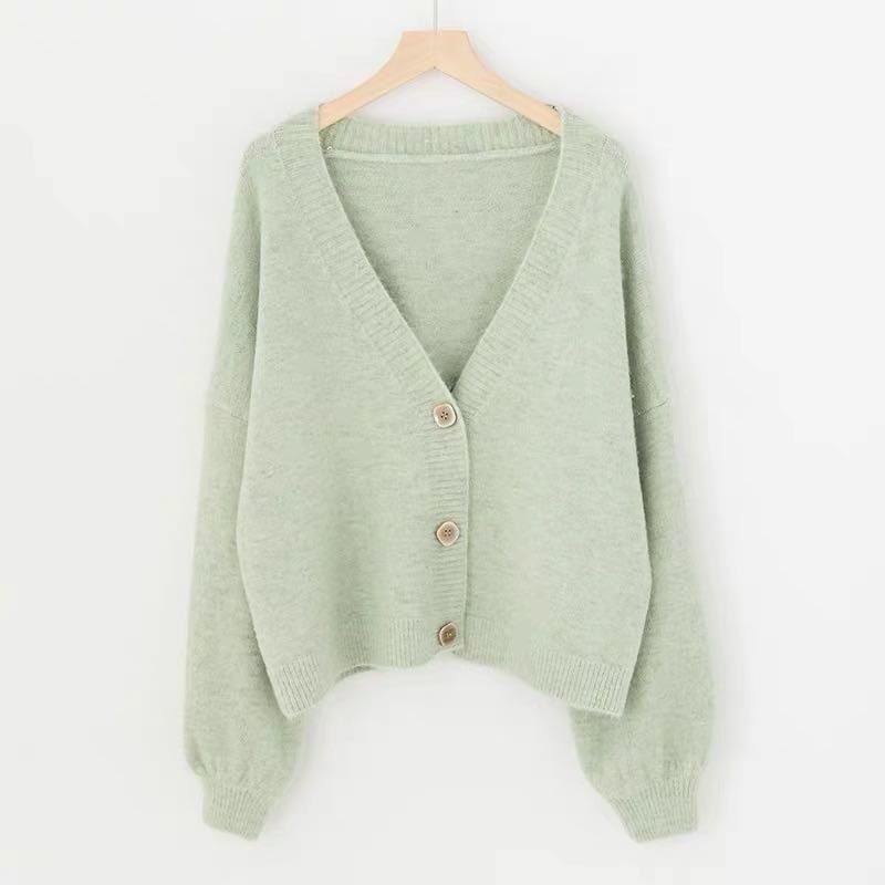 lantern sleeve cardigan Winter Solid Cashmere Casual Fashion Winter Knit sweaters