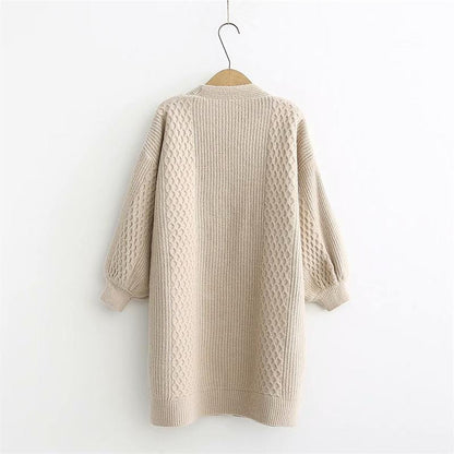 Winter lantern sleeve cardigan Long Sweater Women 2021 Lantern Sleeve Open Stitch Oversized Sweater Knit Coat