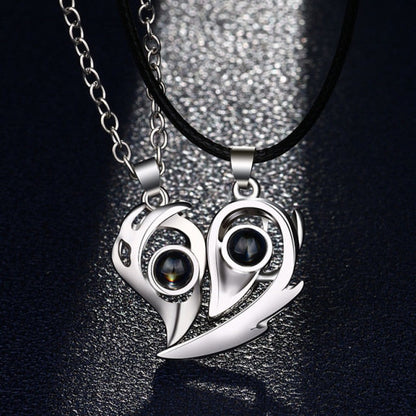 2PCS/set matching necklaces for couples 100 Languages I Love You Lovers Heart Magnetic relationship Necklace