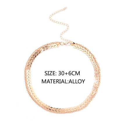 Fashion  V Sequins Chain Necklace Bib Party Double Layer Necklace